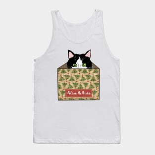 Christmas gift with cat in a box. Funny cat. Christmas print. Tank Top